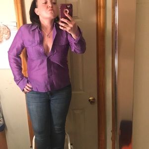 Lauren sheer purple button down by Ralph Lauren